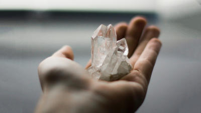 gemstones crystals in hand